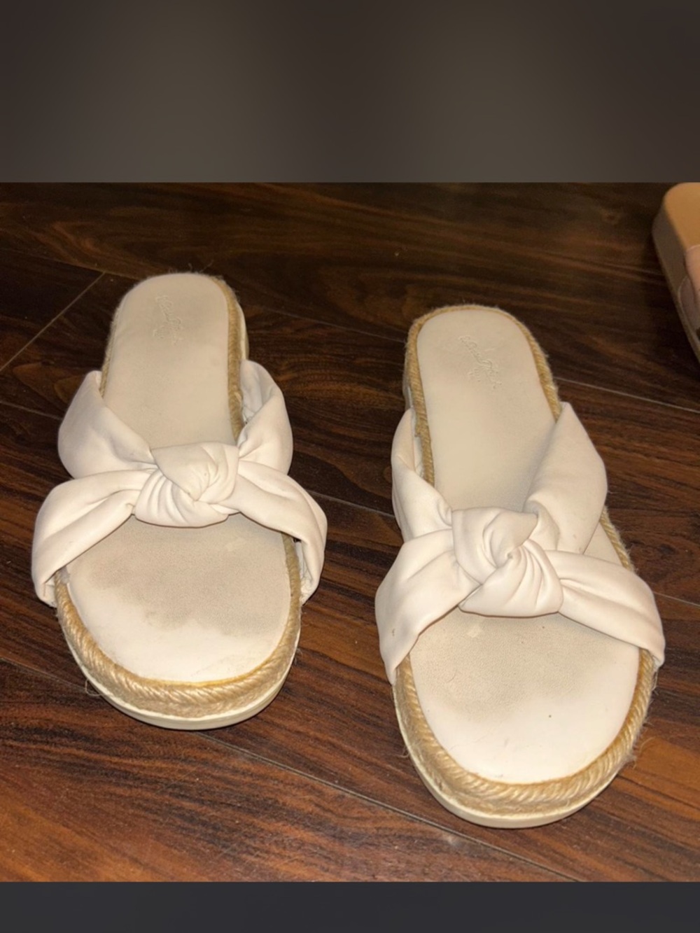 Universal Thread White Knot Slide Sandals with Rope Platform